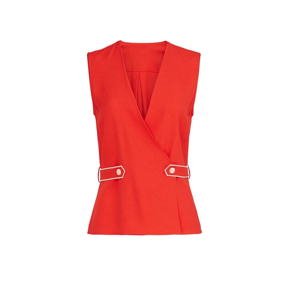 Rag & Bone | Red Tabitha Sleeveless Top with Waist Tabs | Size XS